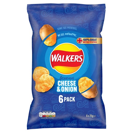 Picture of Walkers Cheese & Onion Multipack Crisps 6x25g