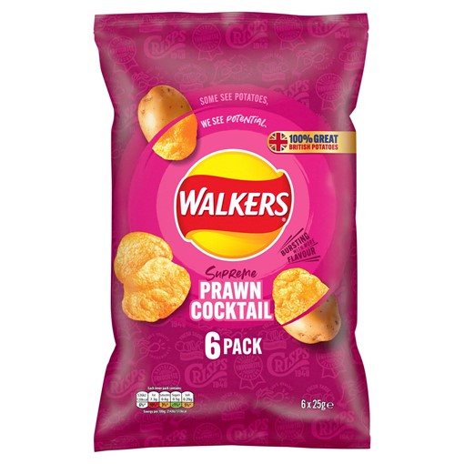 Picture of Walkers Prawn Cocktail Multipack Crisps 6 x 25g
