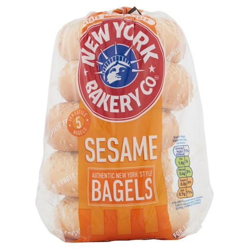 Picture of New York Bakery Co. 5 Sesame Bagels Fresher for Longer 425g