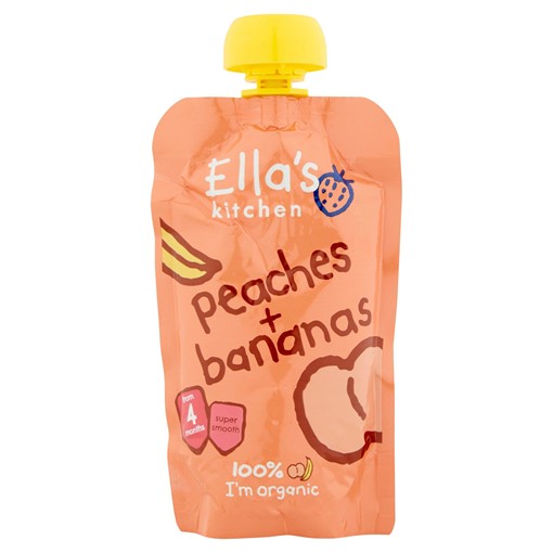 Picture of Ella's Kitchen Organic Peaches + Bananas Pouch 4+ Months 120g