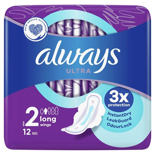 Picture of Always Ultra Sanitary Towels Long (Size 2) Wings 12 Pads