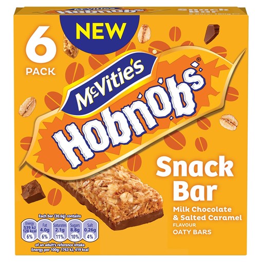 Picture of McVitie's Hobnobs Snack Bars Milk Chocolate & Salted Caramel 6pk