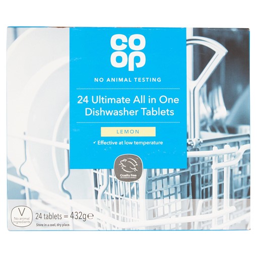Picture of Co-op 24 Ultimate All in One Dishwasher Tablets Lemon 432g