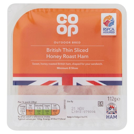 Picture of Co-op British Thin Sliced Honey Roast Ham 112g