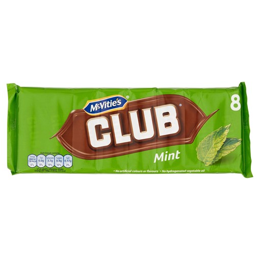 Picture of McVitie's Club Mint Chocolate Biscuit Bars 8pk