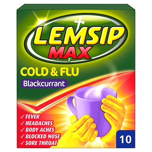 Picture of Lemsip Max Cold & Flu Blackcurrant 10 Sachets