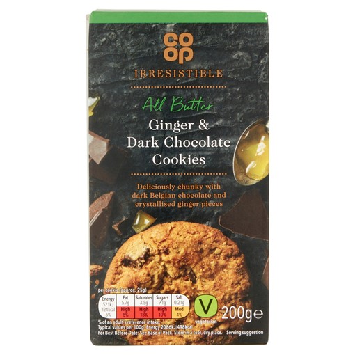 Picture of Co-op Irresistible All Butter Ginger & Dark Chocolate Cookies 200g