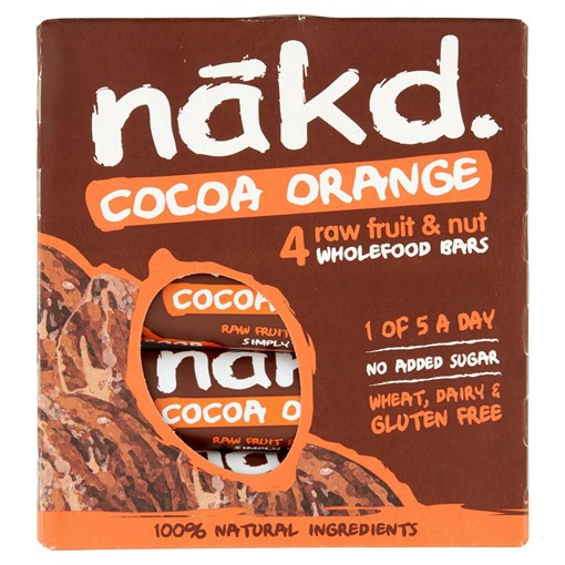 Picture of Nakd Cocoa Orange Fruit & Nut Bars 4 x 35g