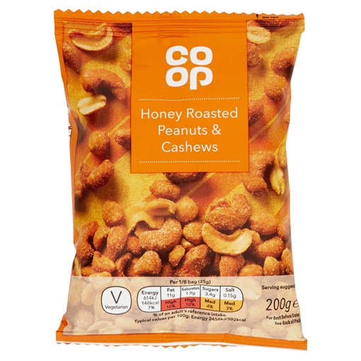 Picture of Co-op Honey Roasted Peanuts & Cashews 200g