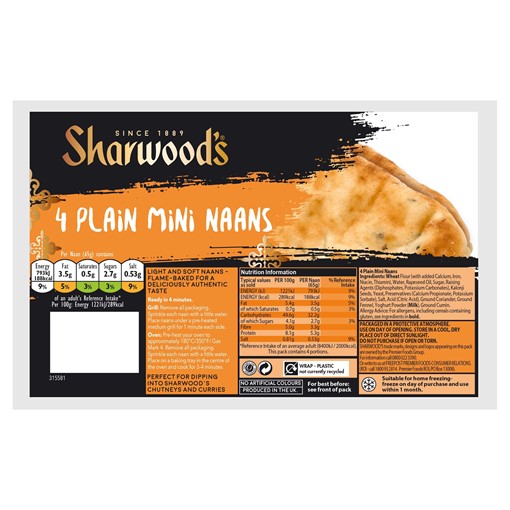 Picture of Sharwood's 4 Plain Mini Naans