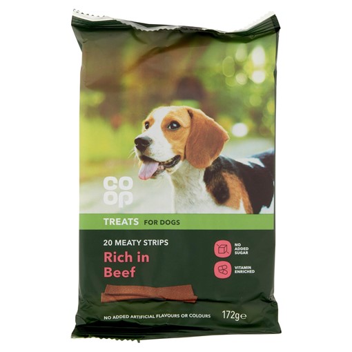 Picture of Co-op Treats for Dogs 20 Meaty Strips Rich in Beef 172g