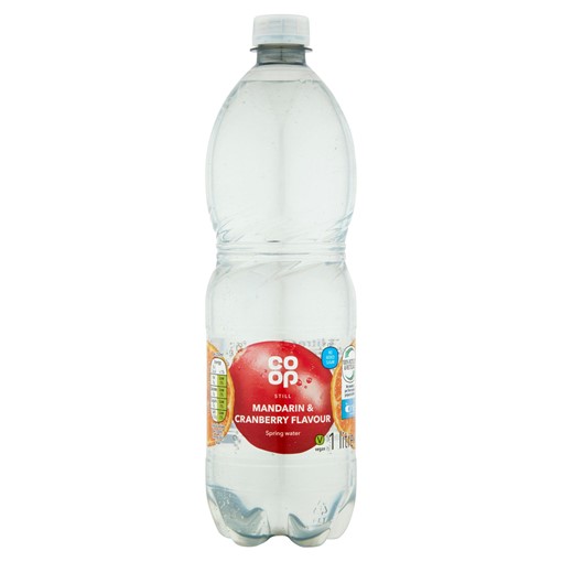 Picture of Co-op Mandarin and Cranberry Flavoured Spring Water Drink No Added Sugar with Sweeteners 1 Litre