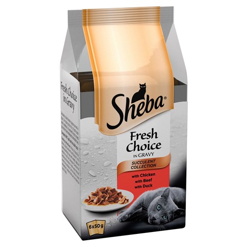 Picture of Sheba Fresh Choice Cat Food Pouches Succulent Selection in Gravy 6 x 50g