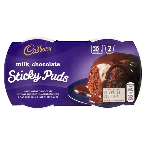 Picture of Cadbury Milk Chocolate Sticky Puds 2 x 95g