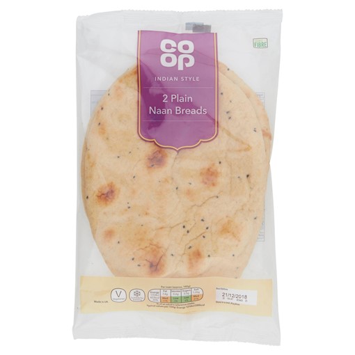 Picture of Co-op 2 Indian Style Plain Naan Breads