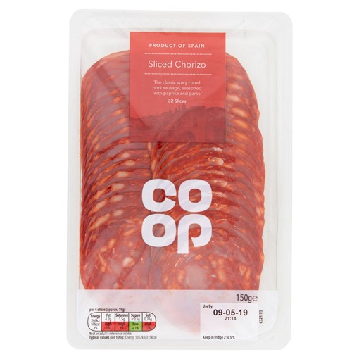 Picture of Co-op Sliced Chorizo 32 Slices 150g