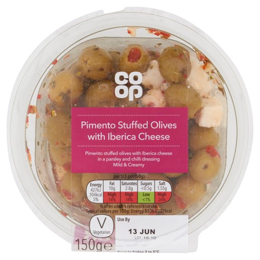 Picture of Co-op Pimento Stuffed Olives with Iberica Cheese 150g