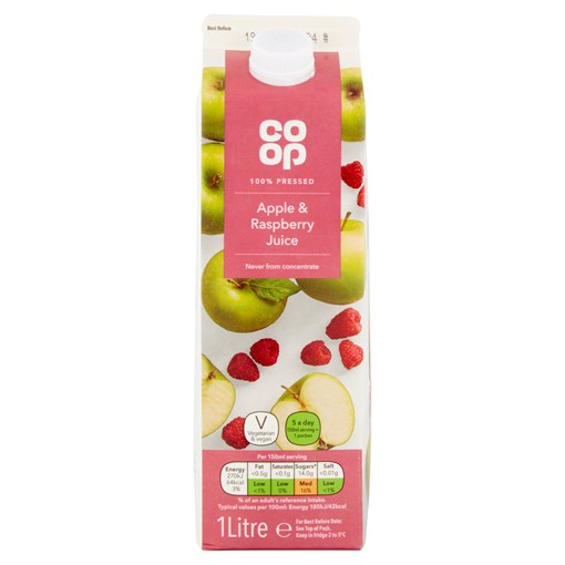 Picture of Co Op Apple & Raspberry Juice 1 Litre
