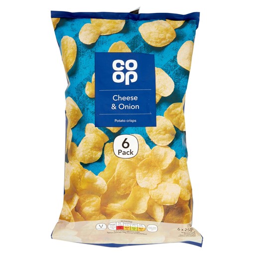 Picture of Co-op Cheese & Onion Potato Crisps 6 x 25g