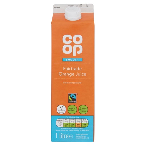 Picture of Co-op Fairtrade Smooth Orange Juice from Concentrate 1 Litre