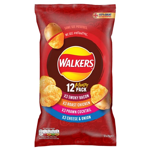 Picture of Walkers Meaty Variety Multipack Crisps 12x25g