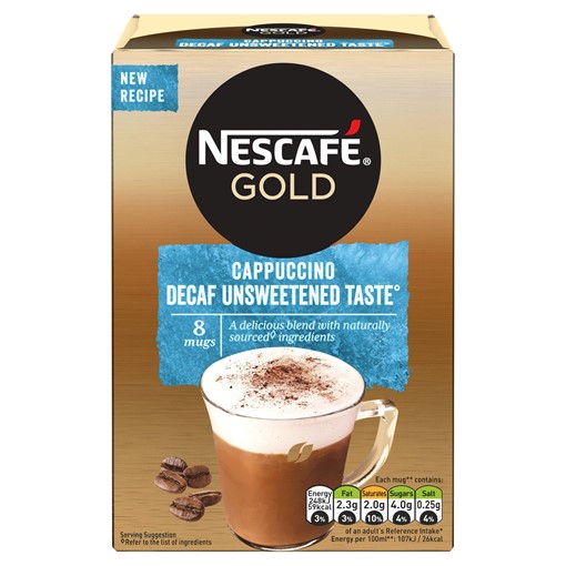 Picture of Nescafe Gold Cappuccino Decaf Unsweetened Instant Coffee 8 x 15g Sachets