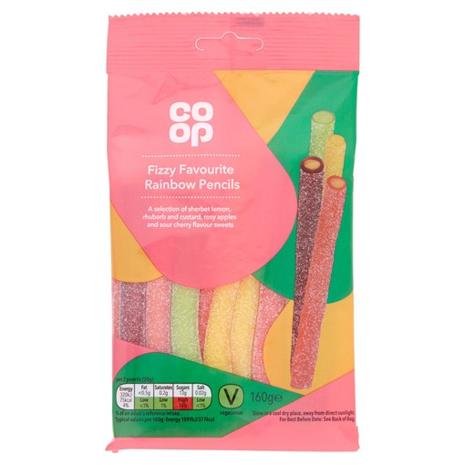 Picture of Co-op Fizzy Favourite Rainbow Pencils 160g