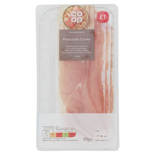 Picture of Co-op Ingredients Prosciutto Crudo 3 Slices 40g