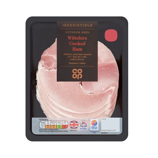 Picture of Co Op Irresistible Outdoor Bred Wiltshire Cooked Ham 5 Slices 120g