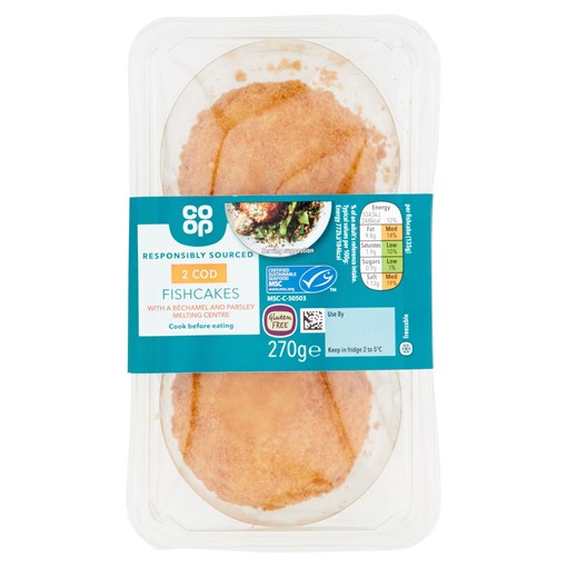 Picture of Co-op 2 Cod Fishcakes with a Béchamel and Parsley Melting Centre 270g