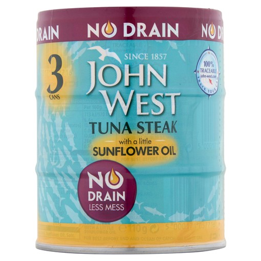 John West No Drain Tuna Steak with a Little Sunflower Oil 3 x 110g