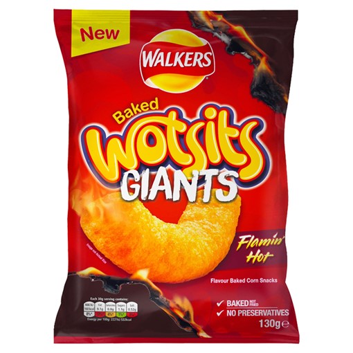 Picture of Walkers Wotsits Giants Flamin' Hot Sharing Snacks 130g