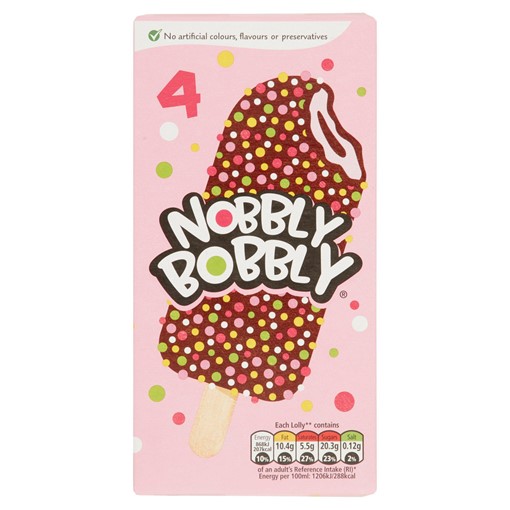 Picture of Nobbly Bobbly Strawberry & Chocolate Ice Cream 4 x70ml