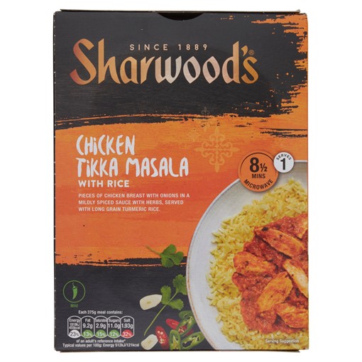 Picture of Sharwood's Chicken Tikka Masala with Rice 375g