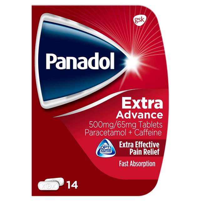Panadol Extra Advance Pain Relief Tablets 500mg Paracetamol Tablets With 65 Mg Caffeine Pack Of 14 Jersey Online Groceries Channel Islands Cooperative Society