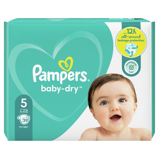 Picture of Pampers Baby-Dry Size 5, 39 Nappies, 11kg-16kg, Essential Pack