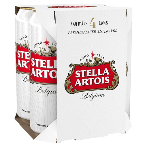 Picture of Stella Artois Belgium Premium Lager Beer Cans 4 x 440ml