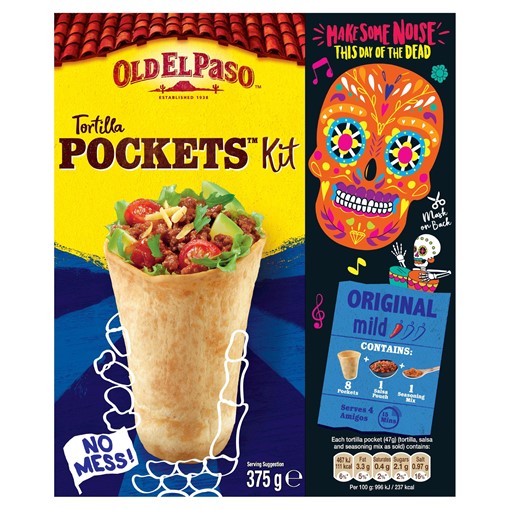 Picture of Old El Paso 8 Tortilla Pockets Kit Original 375g