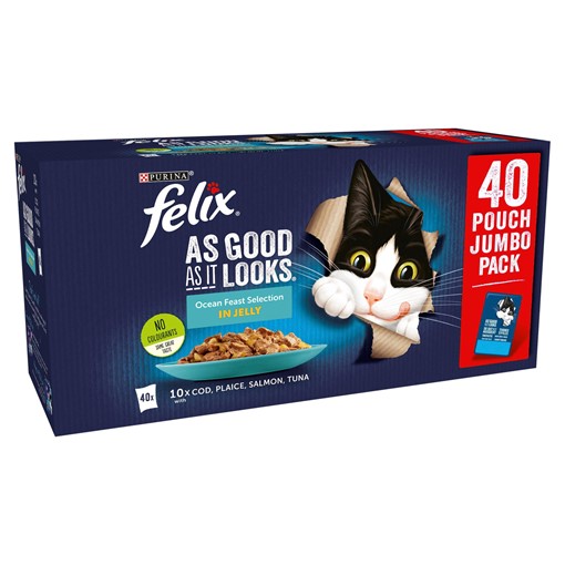 Picture of FELIX AS GOOD AS IT LOOKS OCEAN FEASTS Fish selection in Jelly Wet Cat Food 40x100g
