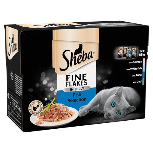 Picture of Sheba Fine Flakes Cat Food Pouches Fish in Jelly 12 x 85g