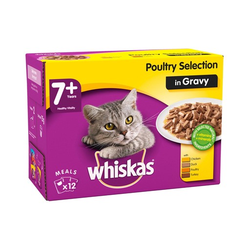 Picture of Whiskas Senior Wet Cat Food Pouches Poultry in Gravy 12 x 100g