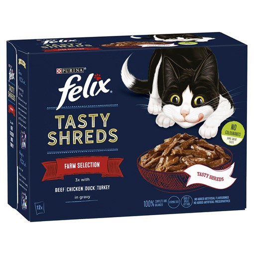 Picture of Felix Tasty Shreds Farm Selection in Gravy Wet Cat Food 12 x 80g