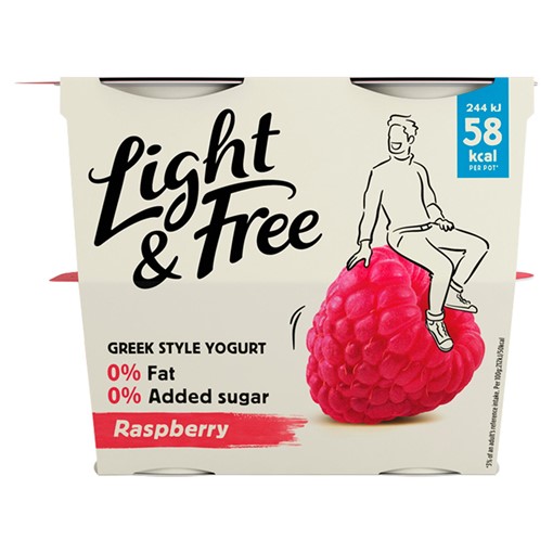 Picture of Light & Free Raspberry Greek Style Yogurt 4 x 115g (460g)