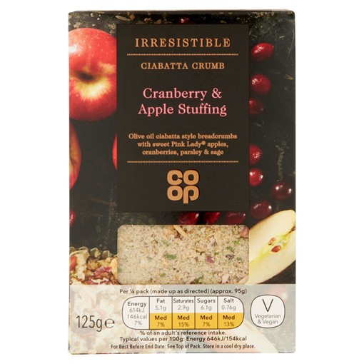 Picture of Co-op Irresistible Ciabatta Crumb Cranberry & Apple Stuffing 125g