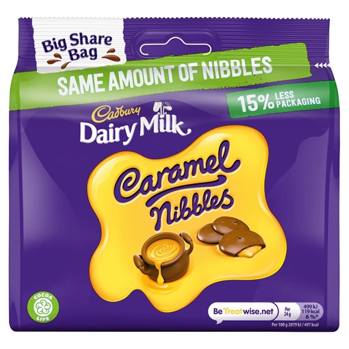 Picture of Cadbury Dairy Milk Caramel Nibbles Chocolate Bag 242g