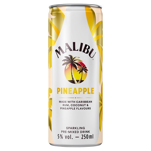 Picture of Malibu Pineapple Sparkling Pre-Mixed Drink 250ml