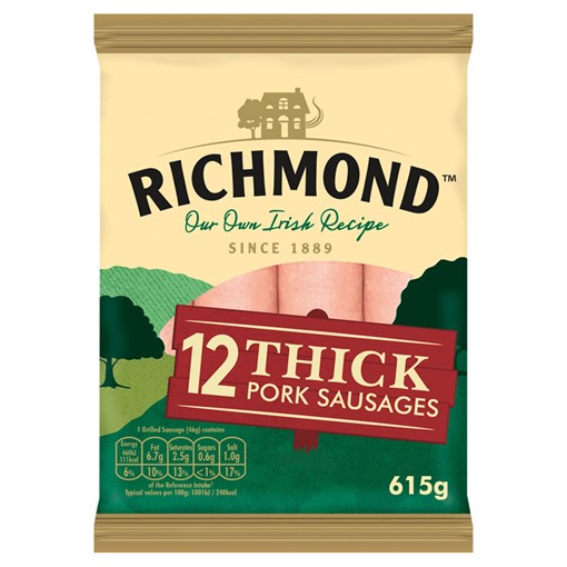 Picture of Richmond 12 Thick Pork Sausages 615g