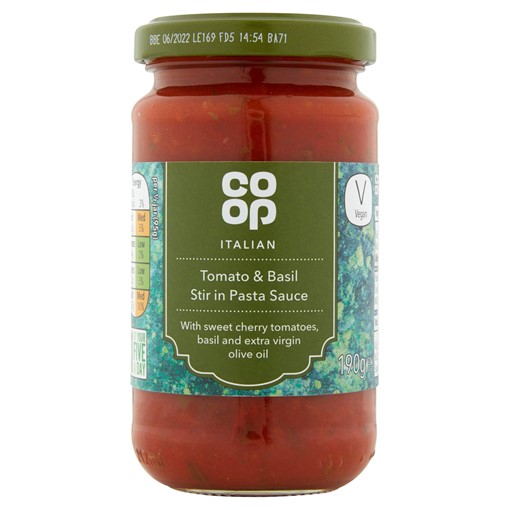 Picture of Co-op Italian Tomato & Basil Stir in Pasta Sauce 190g