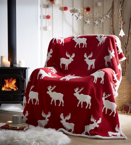 Picture of Moose Red Fleece Throw