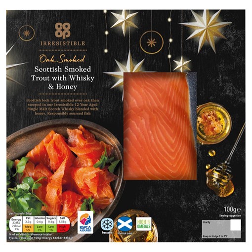 Picture of Co-op Irresistible Oak Smoked Scottish Smoked Trout with Whisky & Honey 100g